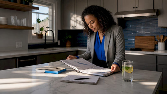 Businesswoman reviewing SMB marketing plans