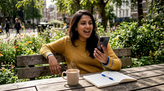 Woman enthusiastically sharing business recommendation