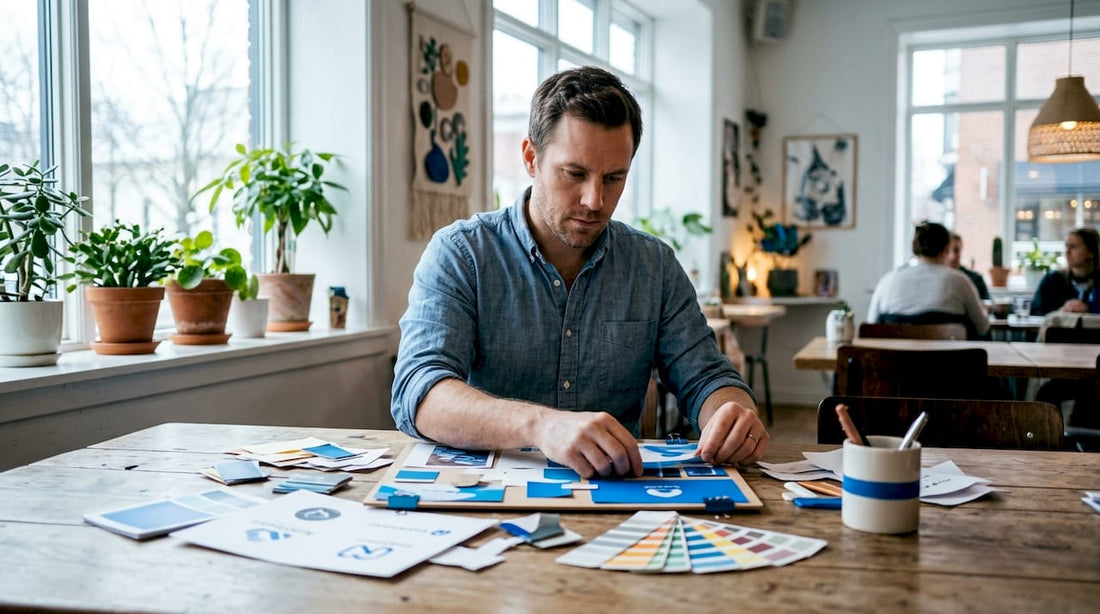 Local entrepreneur working on brand materials