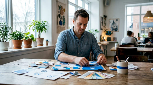 Local entrepreneur working on brand materials