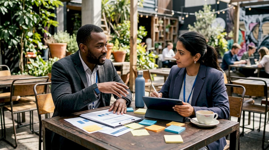 Business partners collaborating in meeting room