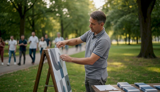 Marketer setting up offline advertising banner