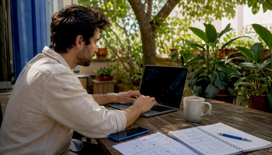 Small business owner using social media scheduler