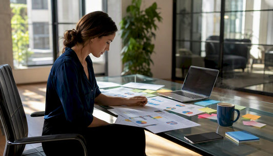 Marketing manager auditing martech stack documents