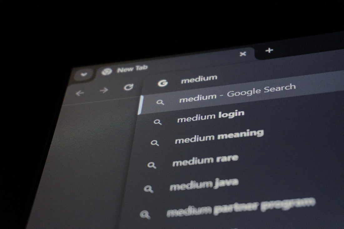Browser search bar with medium suggestions